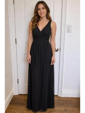 David's Bridal Black Bridesmaid Dress - Sleeveless - Ankle Length - Size 8